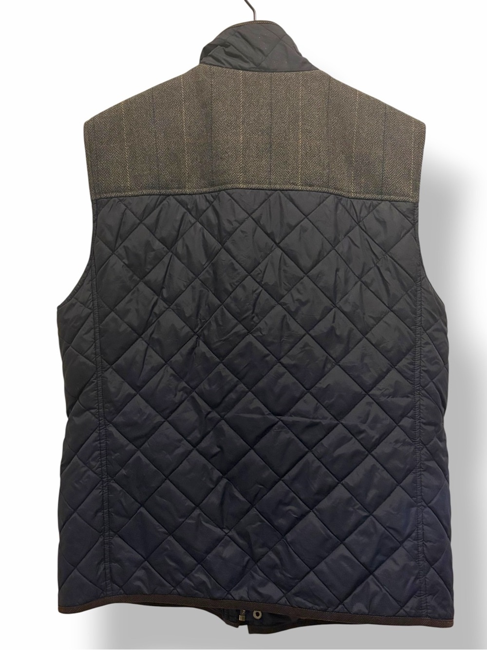 Vince Camuto Men Med Navy Quilted Vest Wool Blend Plaid Tweed Full Zip Puffer - Picture 16 of 16